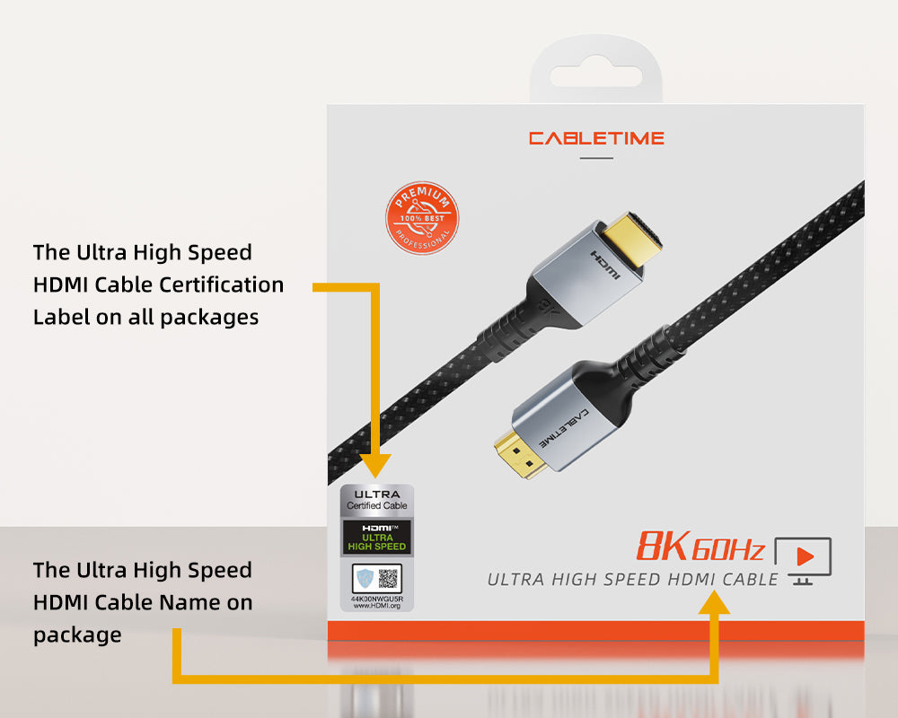 8K 4K Câble HDMI 2.1 1m,Ultra Haut Débit HDMI Câble 4k 120Hz 144Hz