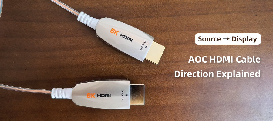 Active optical HDMI cables are directional. Always connect the Source end to the output device and the Display end to the screen.
