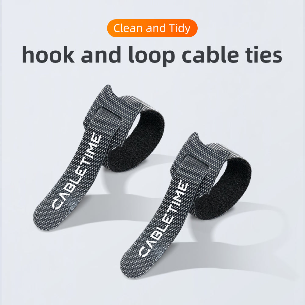 Reusable Hook and Loop Cable Ties for Desk, PC and Office Wire Organization (5 Pack)