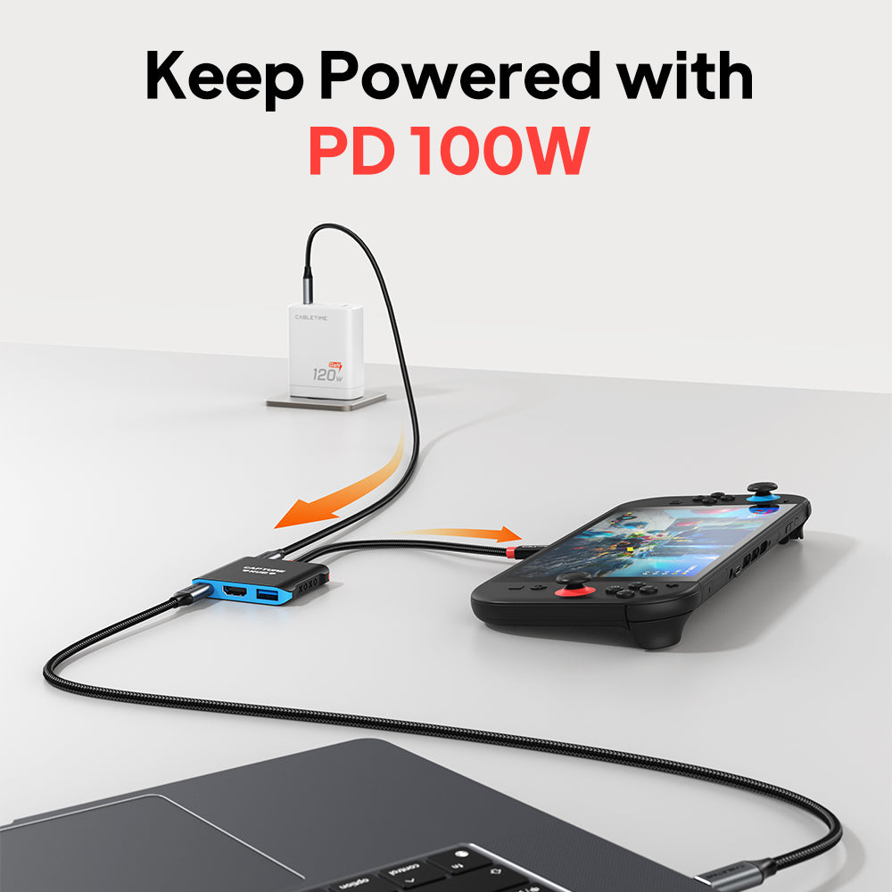 4K144Hz Switch 2 Dock Udskiftning Bærbar TV Dock Station 3-i-1 til Switch/Switch 2/Steam Deck
