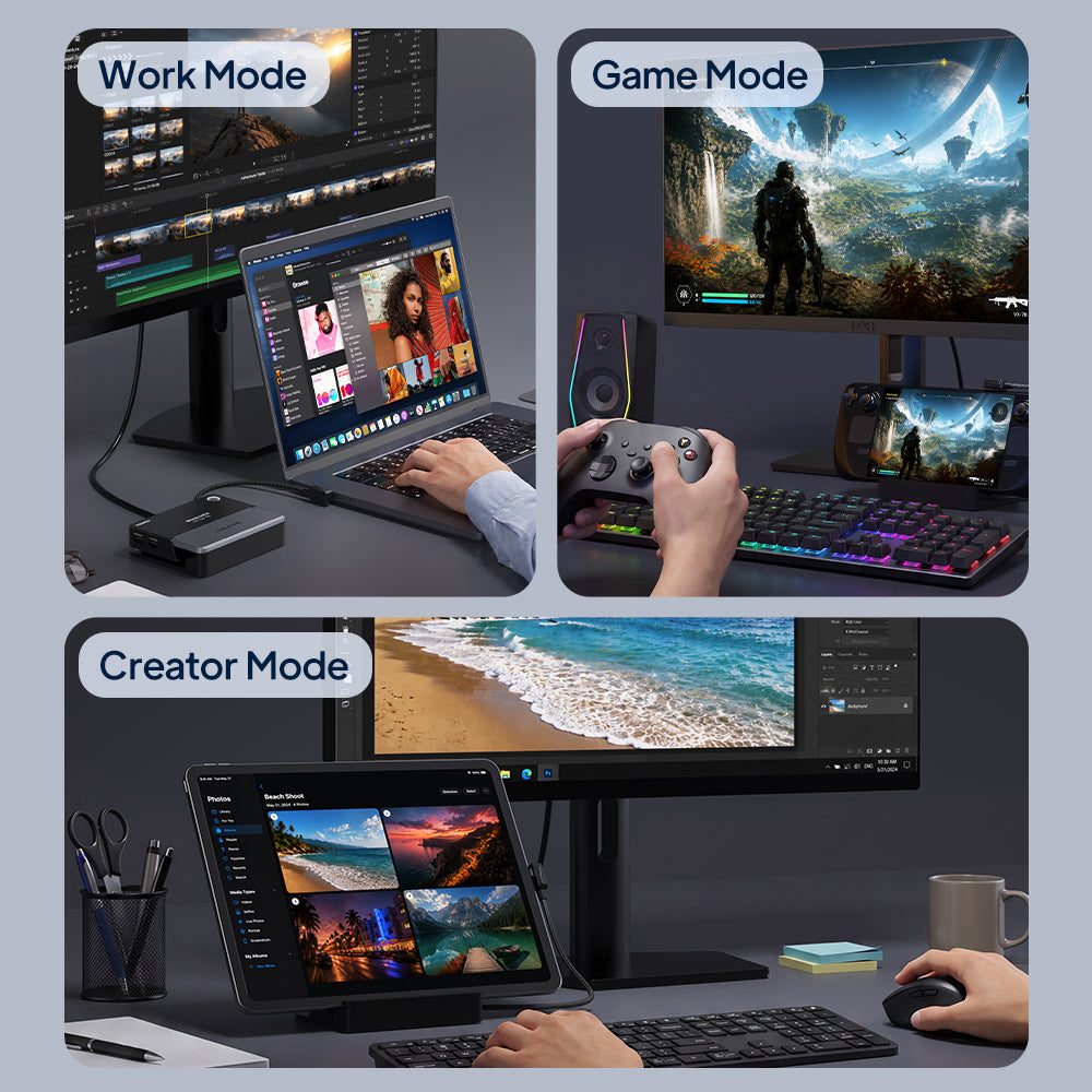 6-in-1 Foldable USB-C Gaming Dock for Switch 2 & Steam Deck