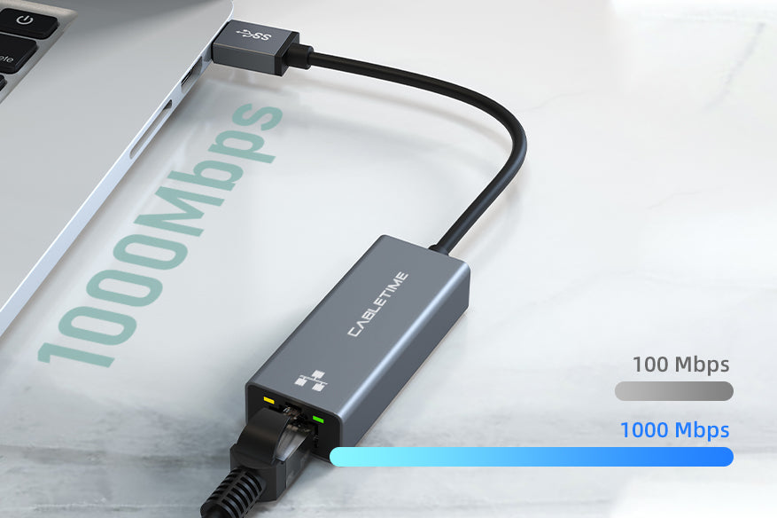 CABLETIME usb 3.0 gigabit ethernet adapter up to 1000Mbps , 10x faster than usb 2.0  gigabit ethernet adapter