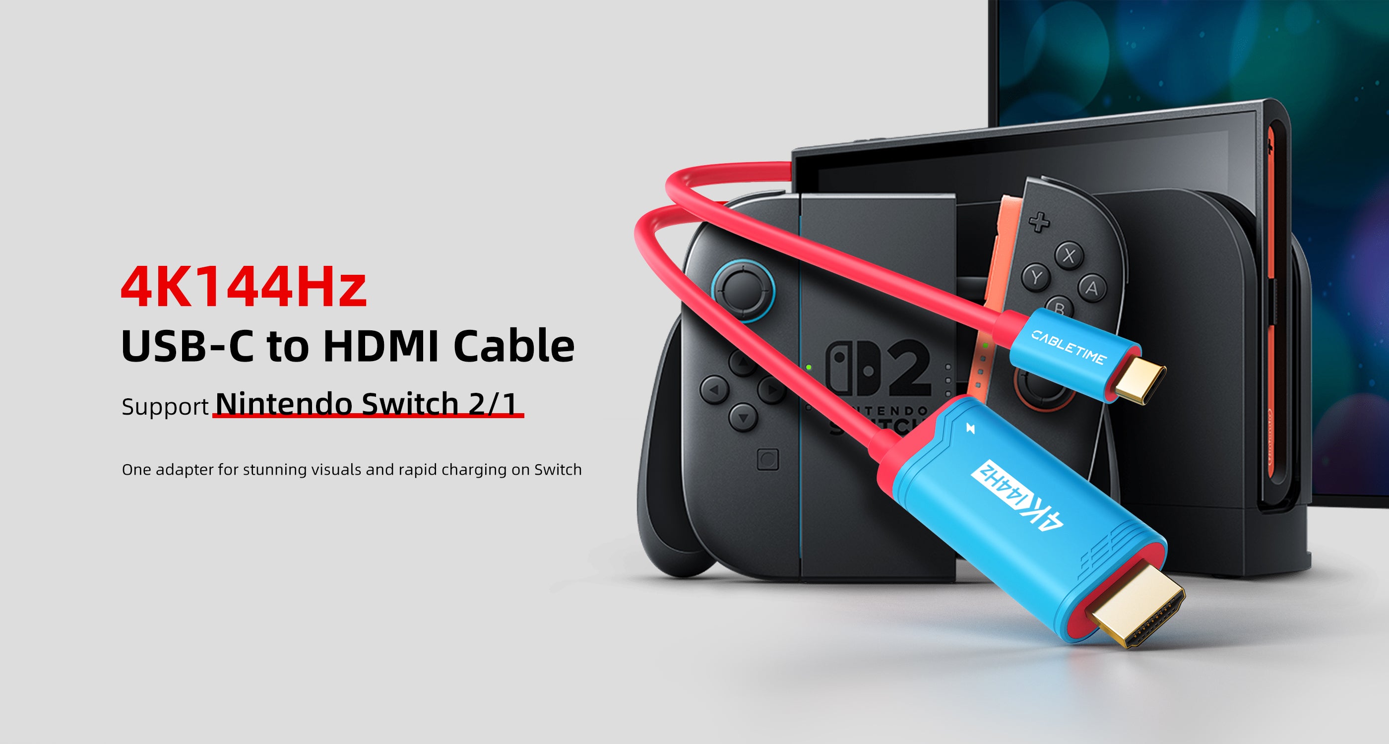 Nintendo Switch 2本体 USBケーブル付き USB C to HDMI Adapter Cable for Nintendo Switch 2 Mini Dock with