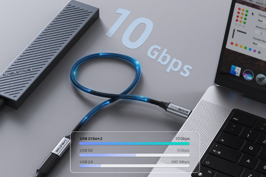 USB C 3.1 gen 2 extension cable support 10Gbps data speed , 2x faster than usb 3.0