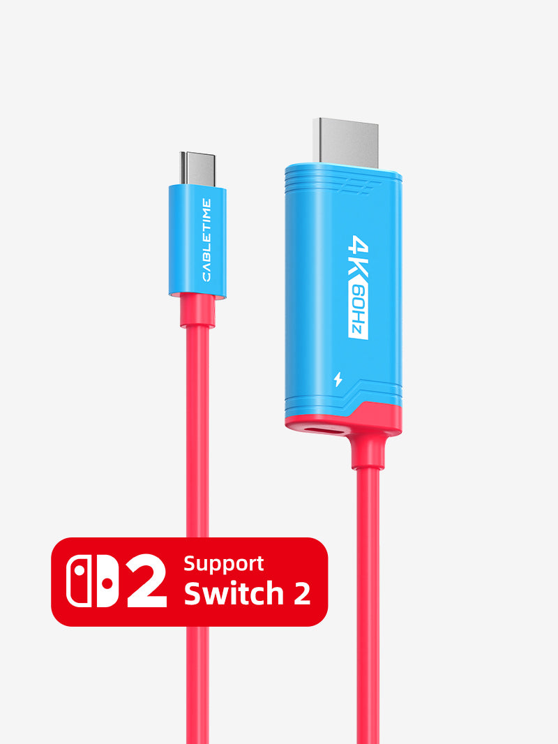 Cabletime 4K60Hz USB-C to HDMI adapter cable mini dock supports Nintendo Switch 2

