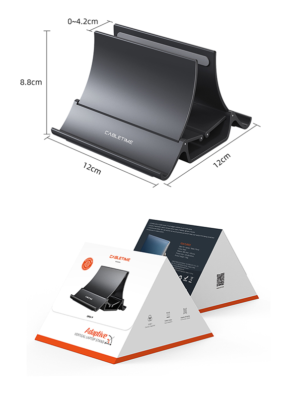 INF Vertikaler Laptopständer Aus Aluminium – Platzsparend, Für Geräte Von 14–69 Mm Stärke