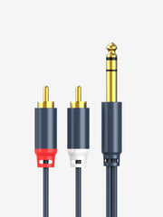 Bulk 1/4 inch (6.35mm) Stereo Jacket to Dual RCA Audio Y Cable 