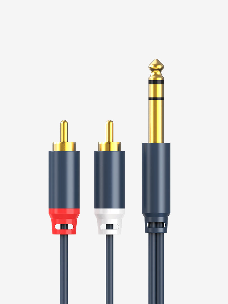 Bulk 1/4 inch (6.35mm) Stereo Jacket to Dual RCA Audio Y Cable 
