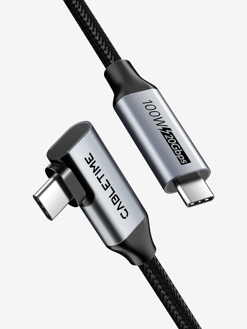 90 Degree Right Angle USB C to USB C Cable 20Gbps 100W 4K - CABLETIME