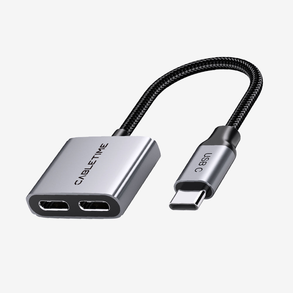USB C Splitter 2-in-1 USB C a Dual USB C cuffia e adattatore Caricatore