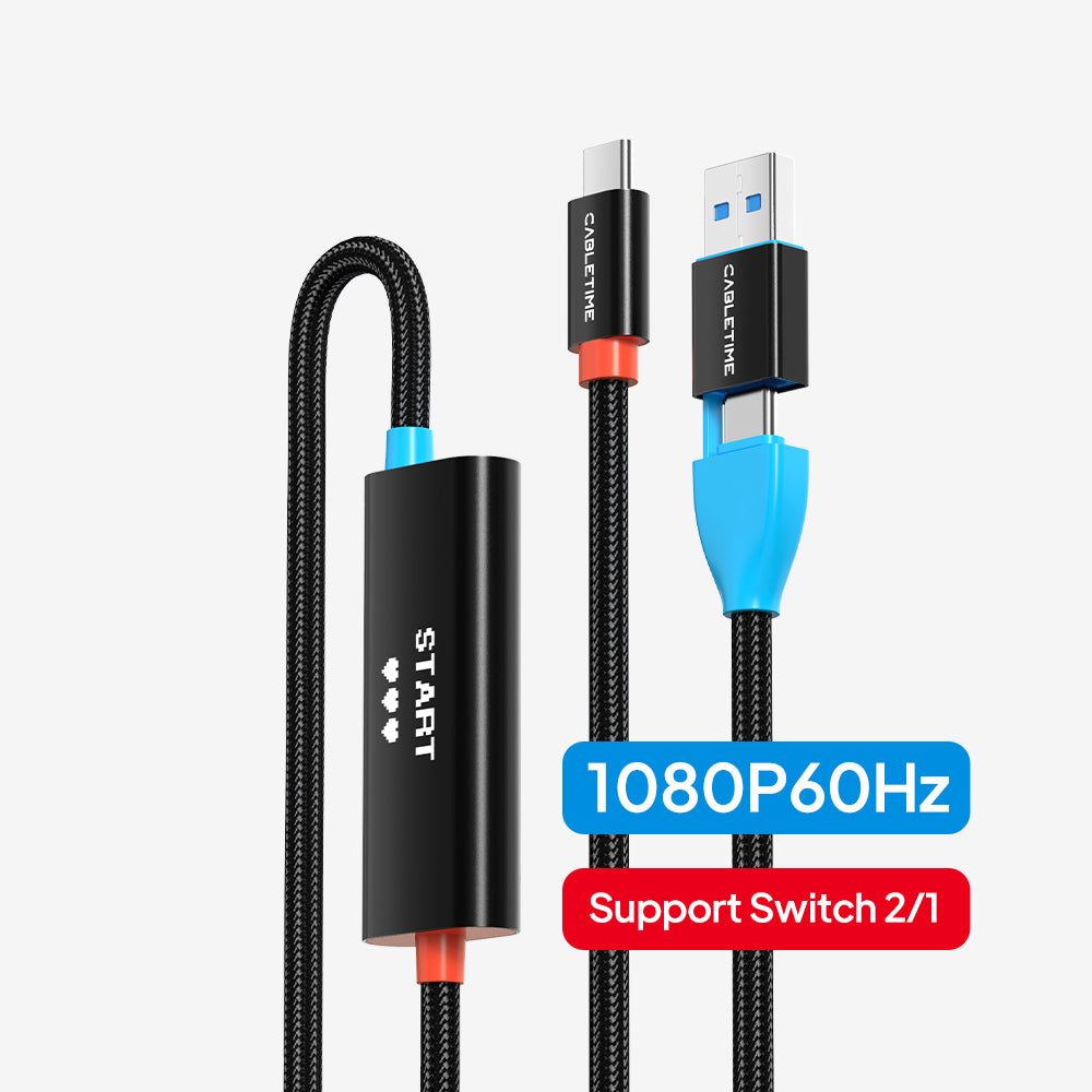 CABLETIME USB-C video capture card for Nintendo Switch 2 included in the gaming bundle