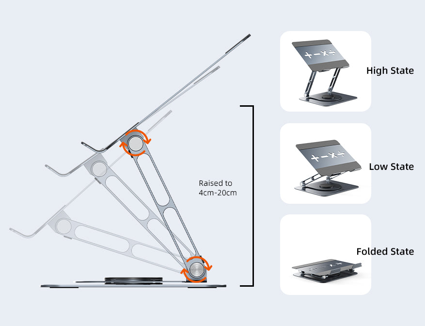 Achieve the perfect ergonomic setup with the adjustable height feature of this laptop stand