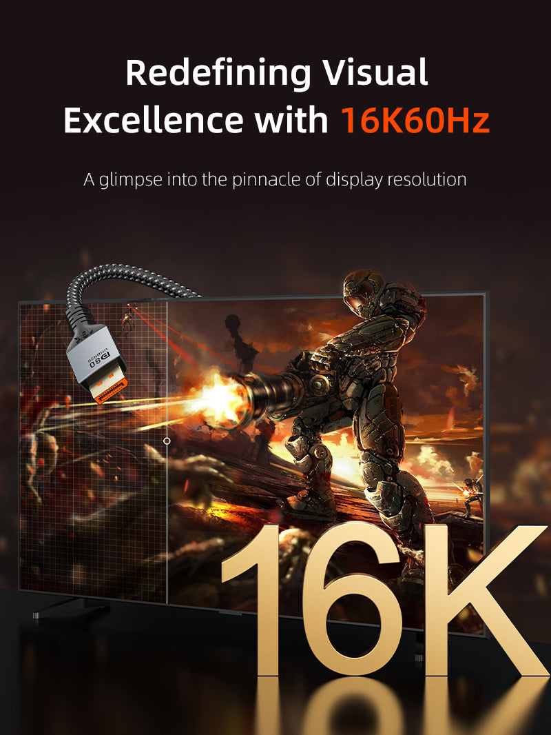 DisplayPort 2.1 cable 16K resolution support