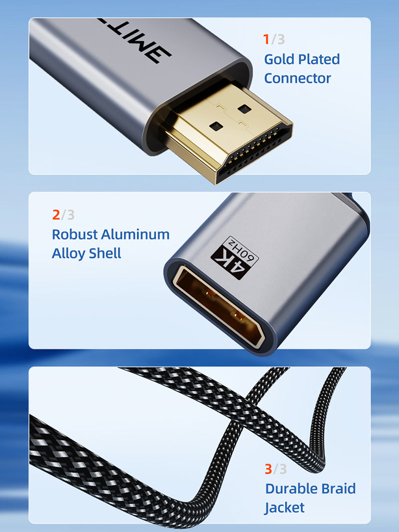 HDMI männlich zu DisplayPort Weiblicher Adapter 4K 60Hz mit USB-Strom versorgung