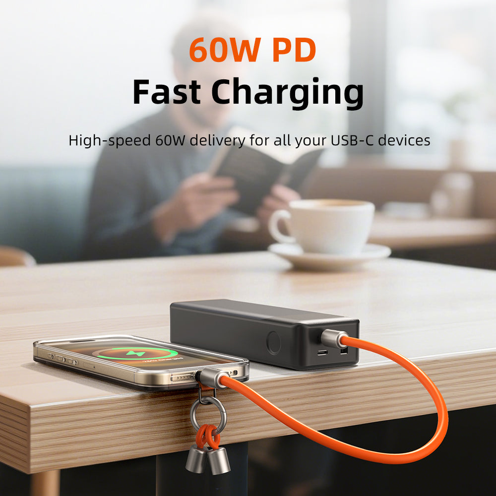 60W USB-C キーホルダー充電ケーブル 480Mbps データ iPhone 15/16/17