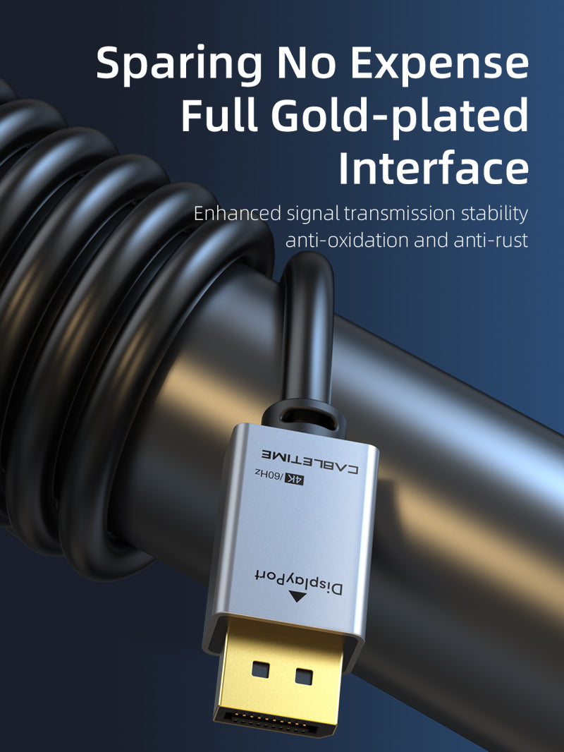 DisplayPort to DisplayPort 1.2 Cable 4K 60Hz 1m 3m 5m - CABLETIME