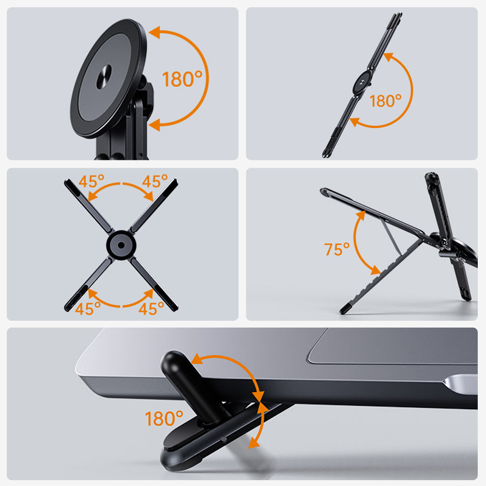 3-in-1 Magnetic Phone, Tablet & Laptop Stand with 8-Level Adjustment