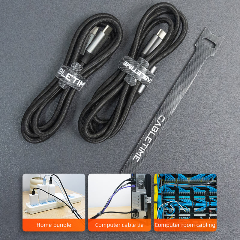 Reusable Hook and Loop Cable Ties for Desk, PC and Office Wire Organization (5 Pack)