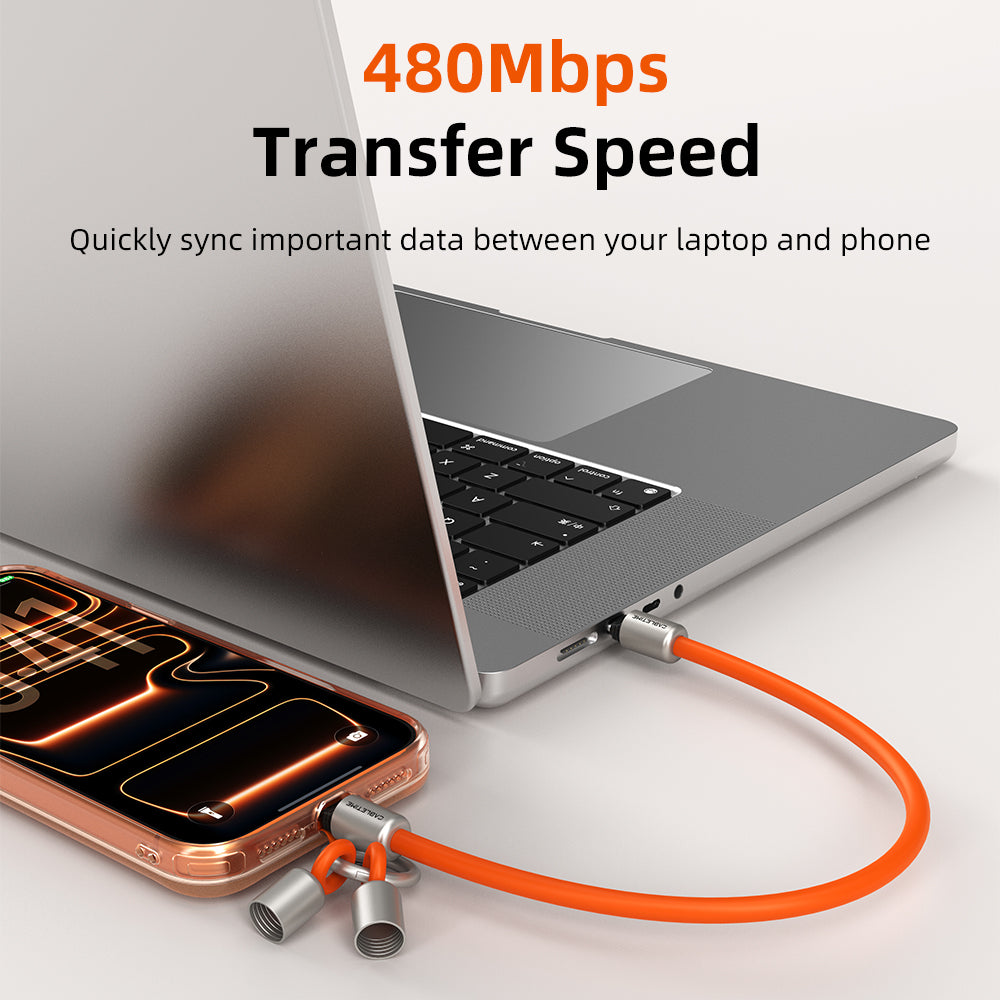 60W USB-C キーホルダー充電ケーブル 480Mbps データ iPhone 15/16/17