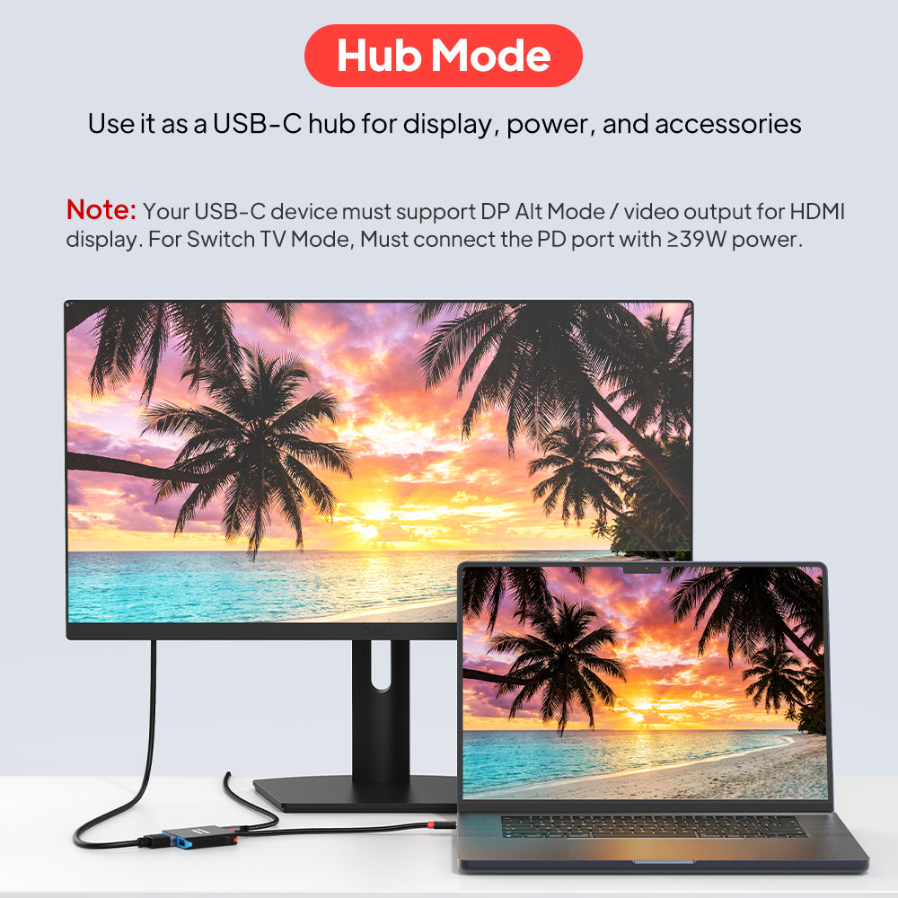 4K144Hz Switch 2 Dock Udskiftning Bærbar TV Dock Station 3-i-1 til Switch/Switch 2/Steam Deck