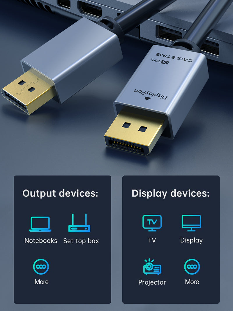 DisplayPort to DisplayPort 1.2 Cable 4K 60Hz 1m 3m 5m 