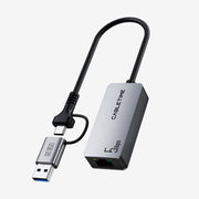 USB-C/A to 5GbE Ethernet Adapter – Dual USB 3.0 to RJ45 Network Adapter