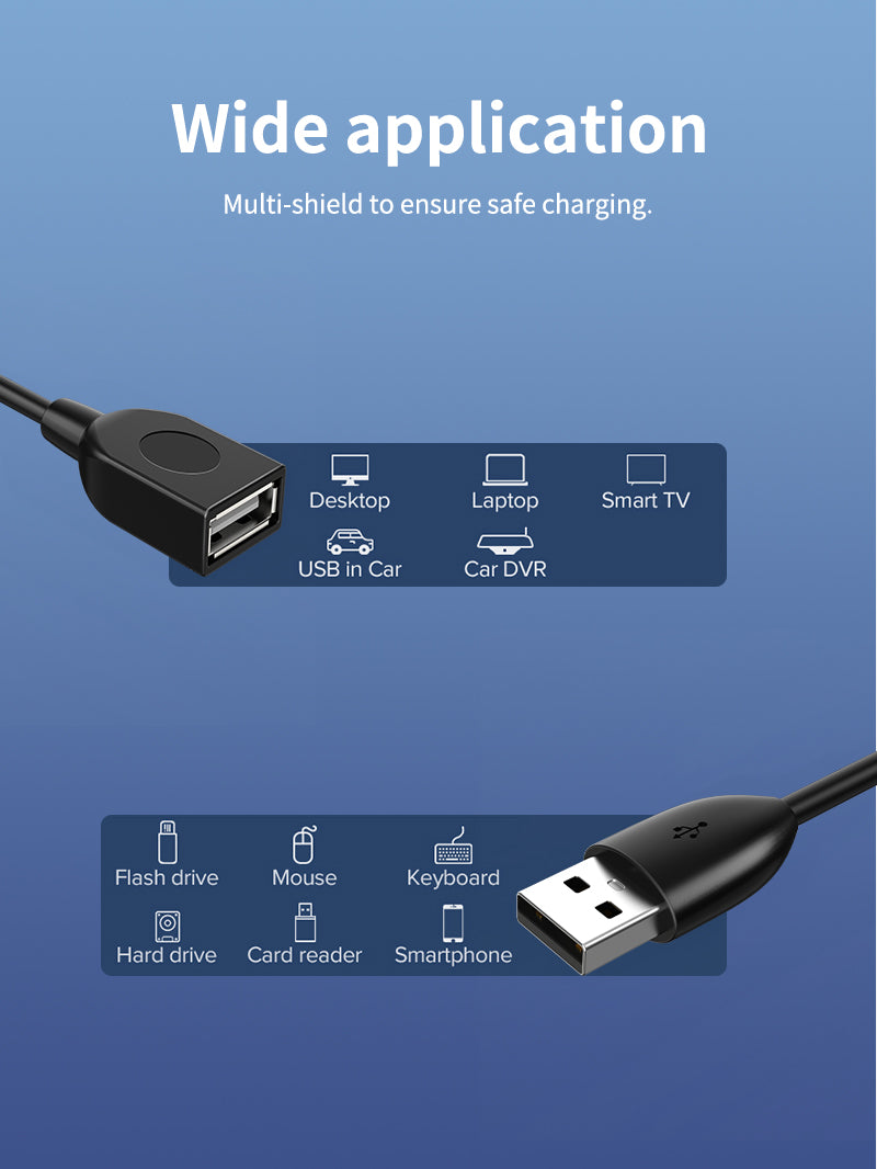 USB 2.0 A Male to A Female Extension Cable 2M 3M