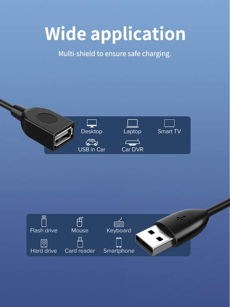 USB 2.0 A Male to A Female Extension Cable 2M 3M 