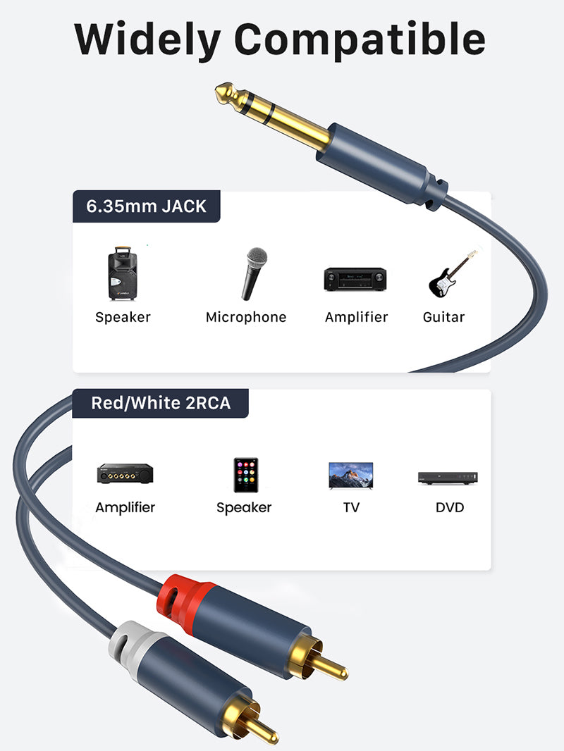 Adaptador Y 2 Jack RCA a 1 Plug 6.3 Stereo 705-070