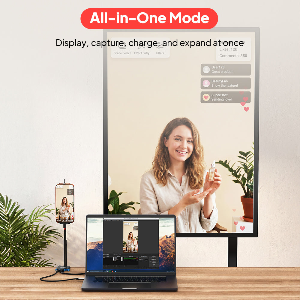 4K144Hz Switch 2 Dock Udskiftning Bærbar TV Dock Station 3-i-1 til Switch/Switch 2/Steam Deck