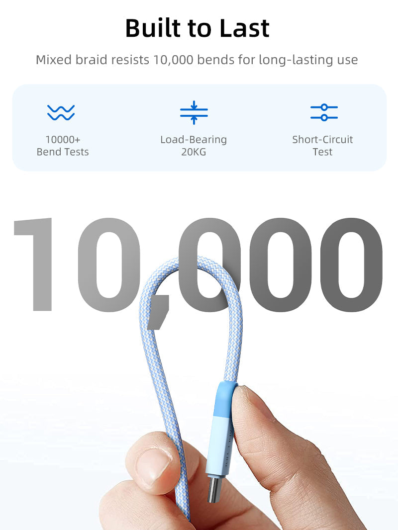 Durable braided CABLETIME 100W USB-C charging cable