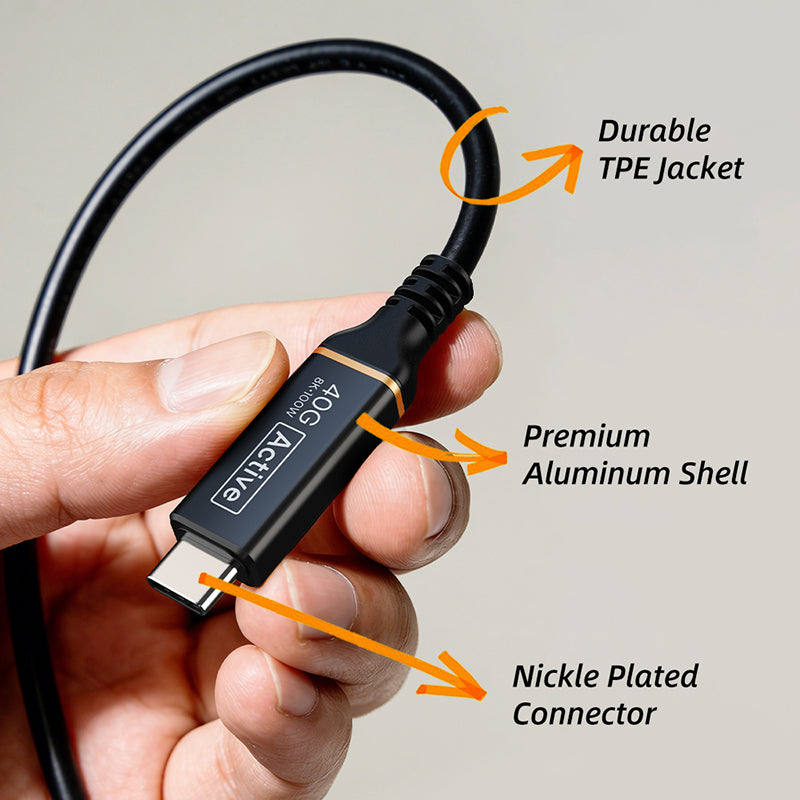 Aktives USB4-Kabel mit 40 Gbit/s, 100 W, 8K, 60 Hz, 3 m