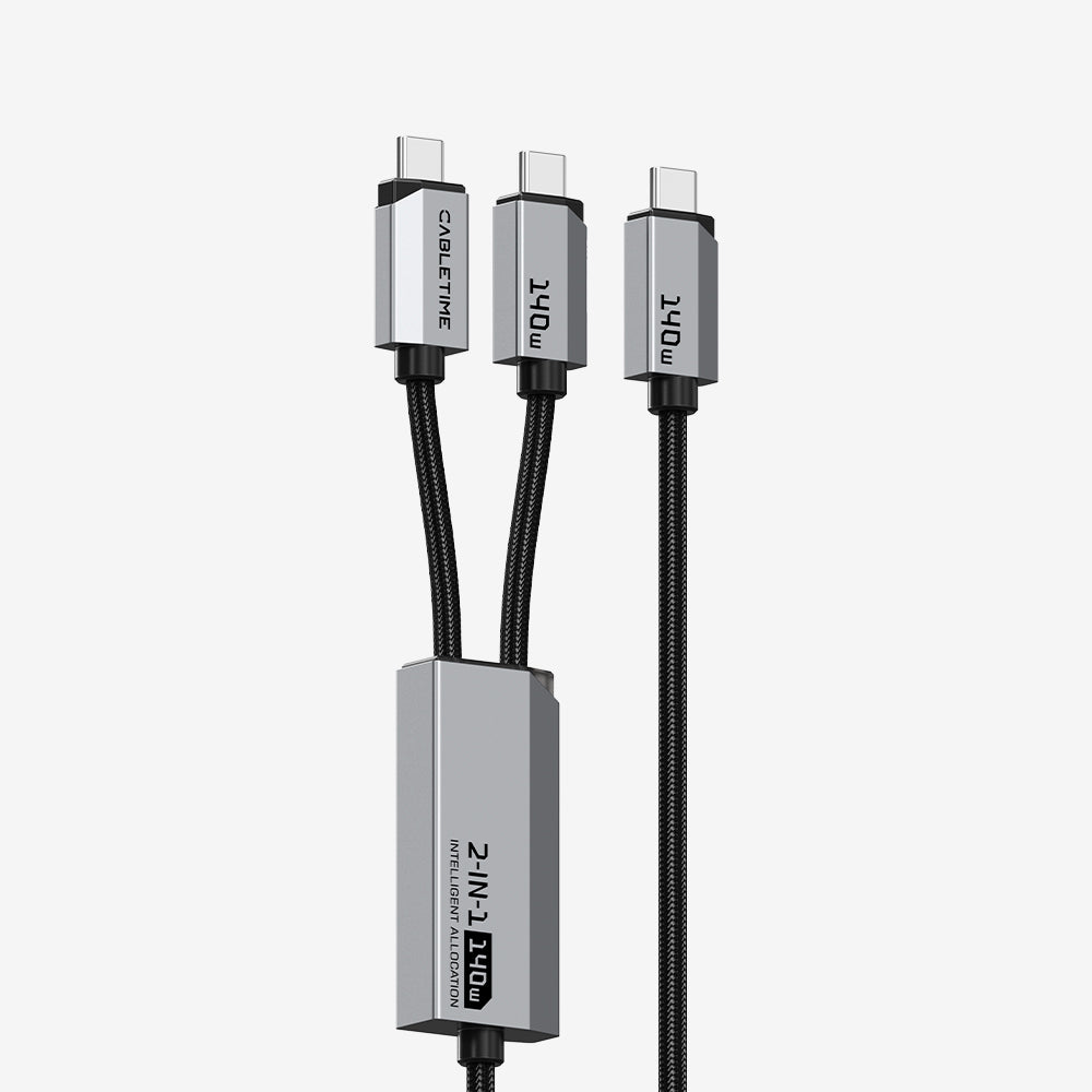 2-in-1 140W USB-C auf Dual USB-C Kabel für MacBook Pro, iPad, iPhone 17 (1,5 m)