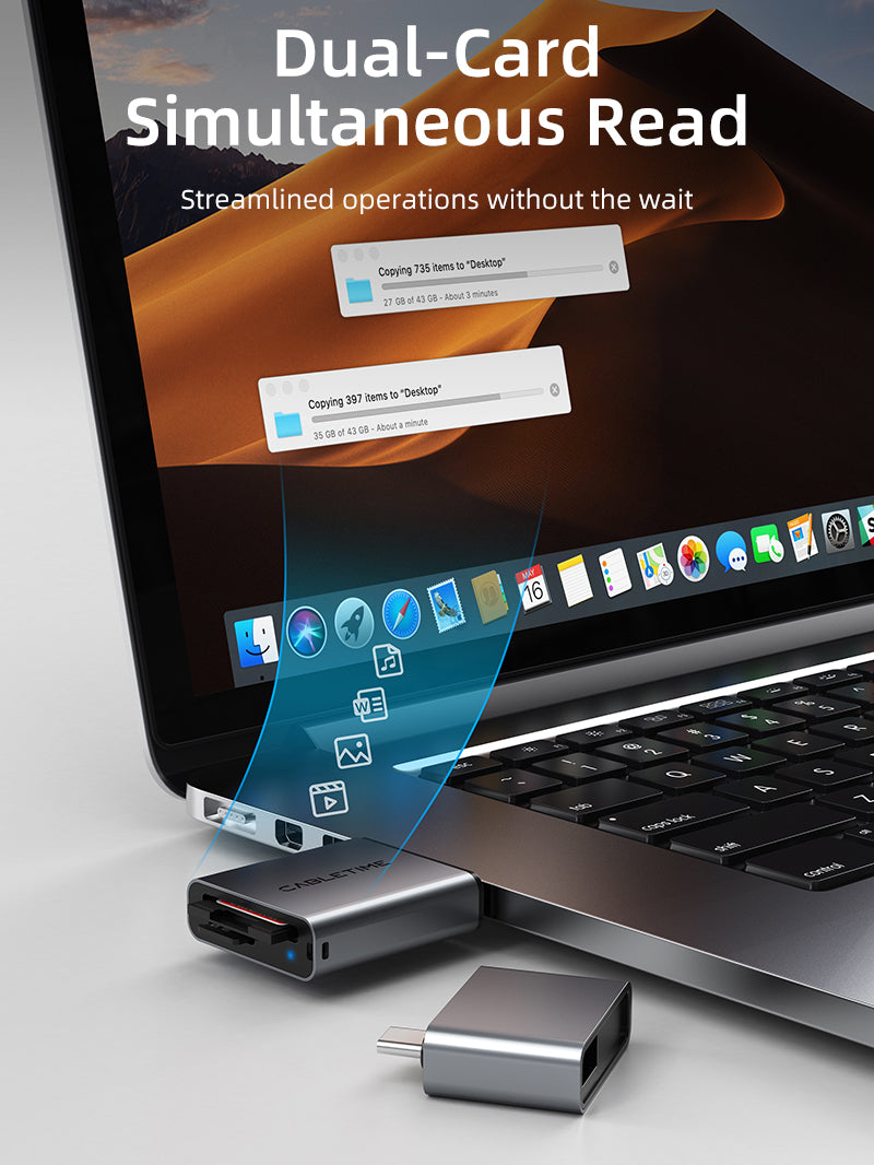 usb a usb type c card reader support sd/tf card read at the same time