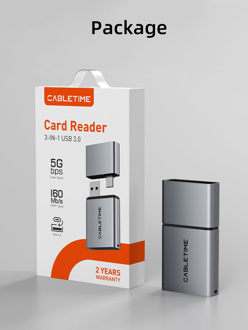 3 in 1 USB A 3.0 USB Type C SD Card Reader for iPhone and Android - CABLETIME