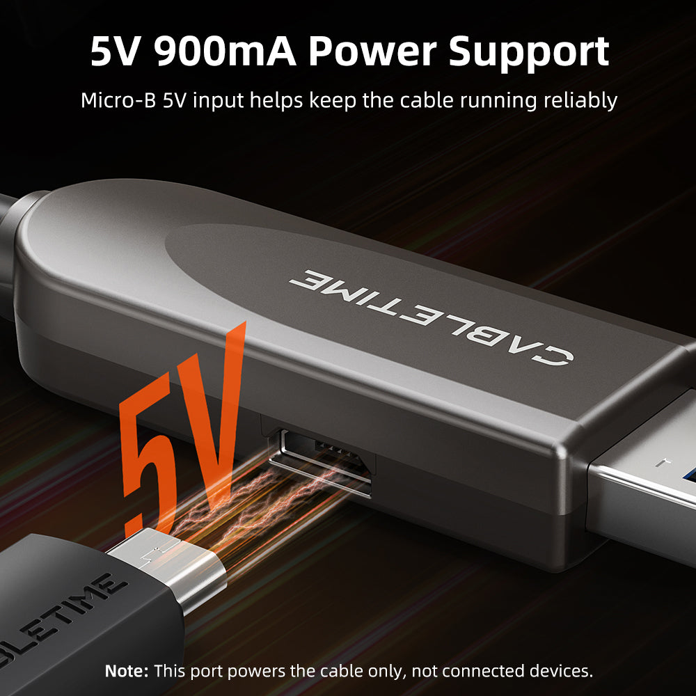 كابل USB-A إلى USB-C نشط من الألياف الضوئية بسرعة 10 جيجابت في الثانية، كابل بيانات USB 3.2 طويل المسافة للكاميرا، والواقع الافتراضي، واستخدام المؤتمرات الصناعية