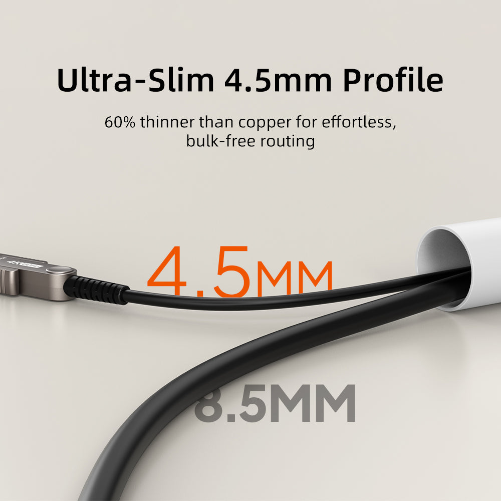 4K 60Hz aftageligt aktivt fiberoptisk HDMI 2.0-kabel - 18 Gbps AOC til hjemmebiograf, PS5, projektorer