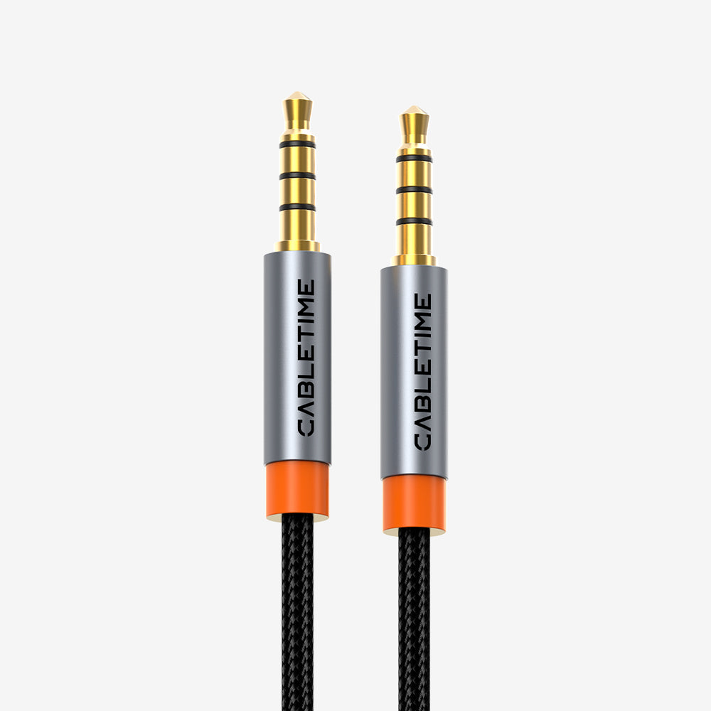 3.5mm Audio Cable Male to Male TRRS Stereo AUX Cord for iPad/Samsung Phones/Tablets/Car Home Stereos/Headphones