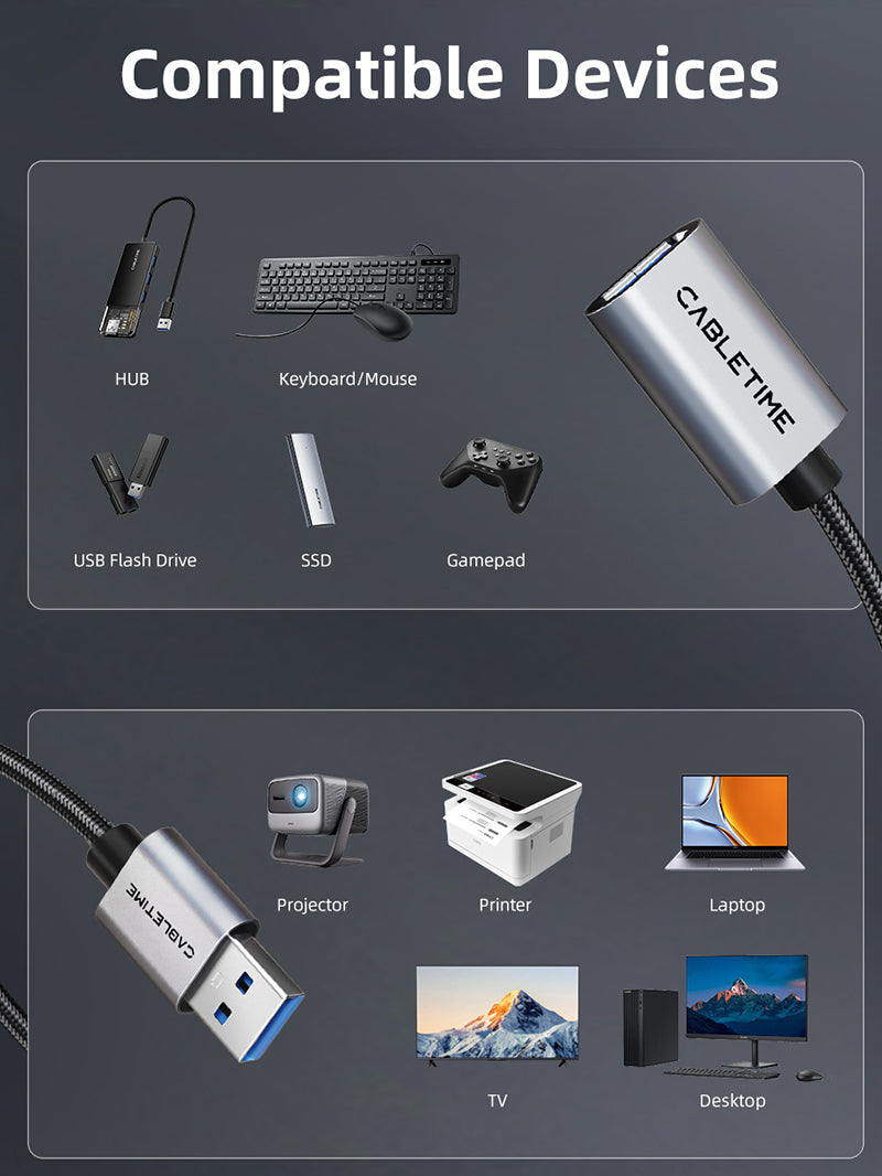 USB 3.0 A male to female extension cable 