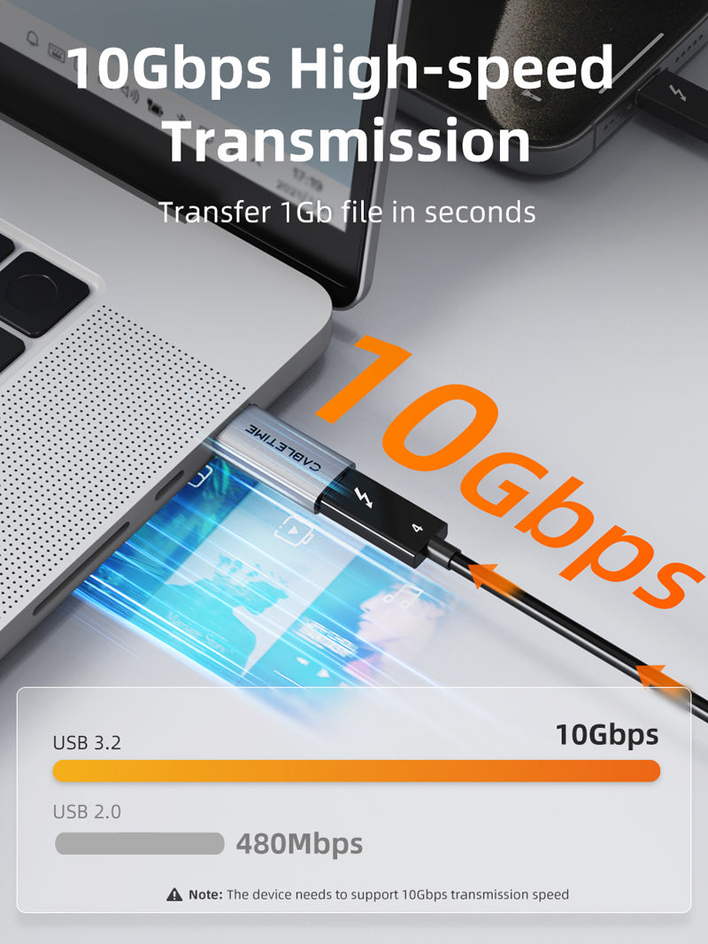 10Gbps USB 3.2 Gen 2 Type A to Type C Adapter 