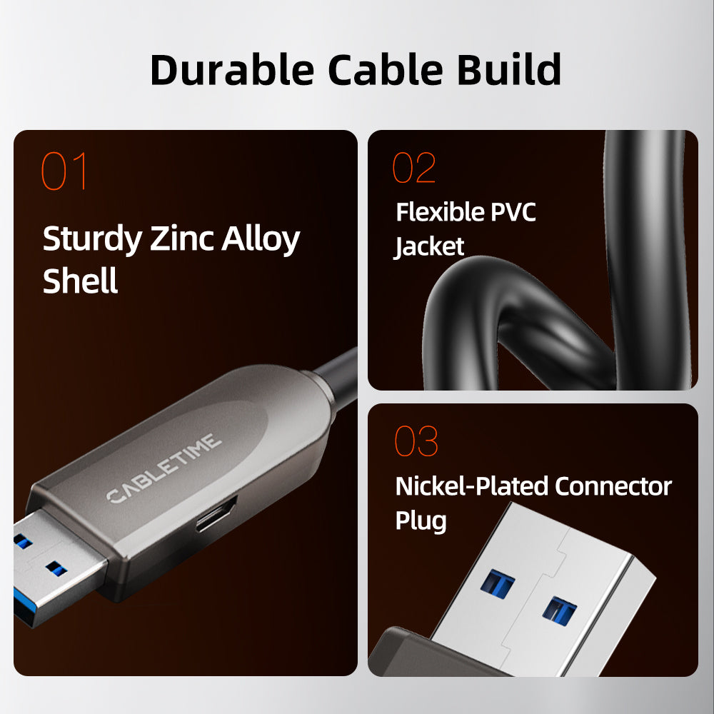 Langt USB C aktivt optisk kabel AOC 60W 10GbpsG 8K60hz Video 5m 10m 15m