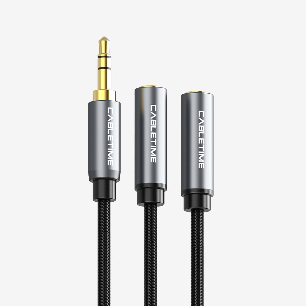 3,5 mm mand til dobbelt RCA kvindelig lydkabel Y -adapter