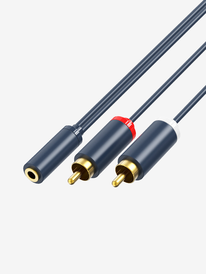 3.5mm Female to 2 RCA Male Cable Audio Y Adapter 