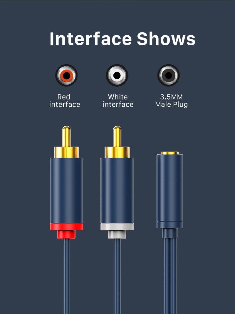 3.5mm Female to 2 RCA Male Cable Audio Y Adapter 
