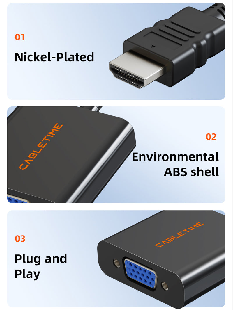 1080p HDMI Male to VGA Female Video Converter Adapter 