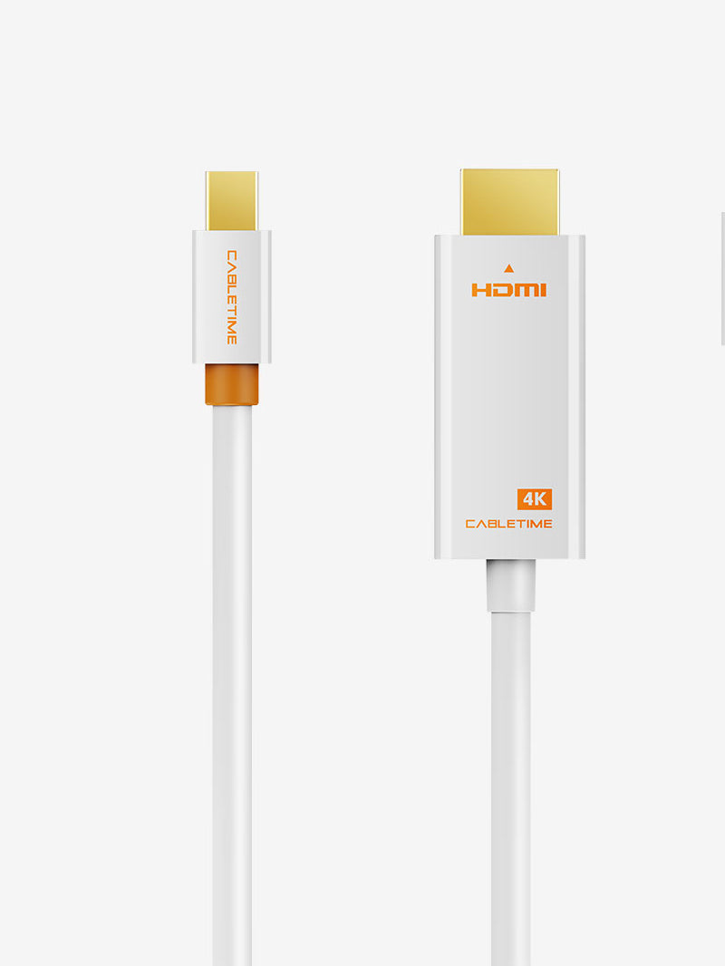 Black 4K 30Hz Mini Displayport ไปยังสาย HDMI