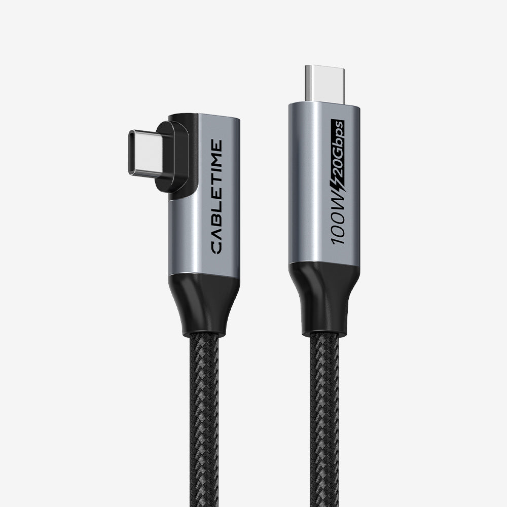 90度直角USB CからUSB Cケーブル20GBPS 100W 4K
