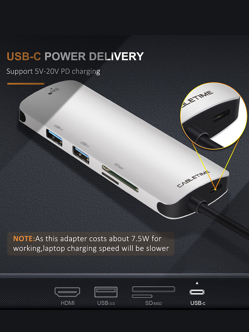 6-in-1 USB-C Hub with HDMI USB 3.0