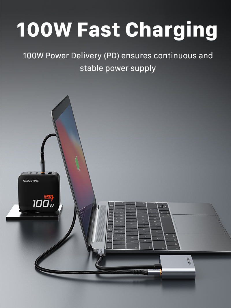 USB Type C to HDMI VGA Adapter 4 IN 1 Hub with Power Delivery 