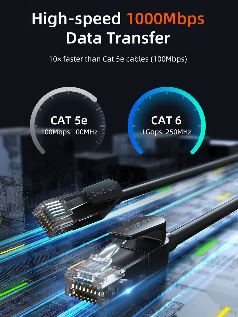 สายเคเบิลเครือข่ายอีเธอร์เน็ต Cat6จำนวนมาก UTP Rj45สีดำ0.5M 1m 1.5m 2M 3M